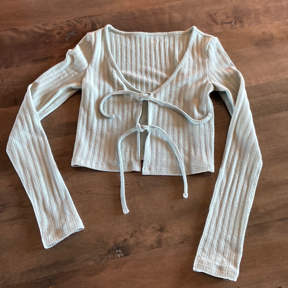 Girls cropped tie sweater